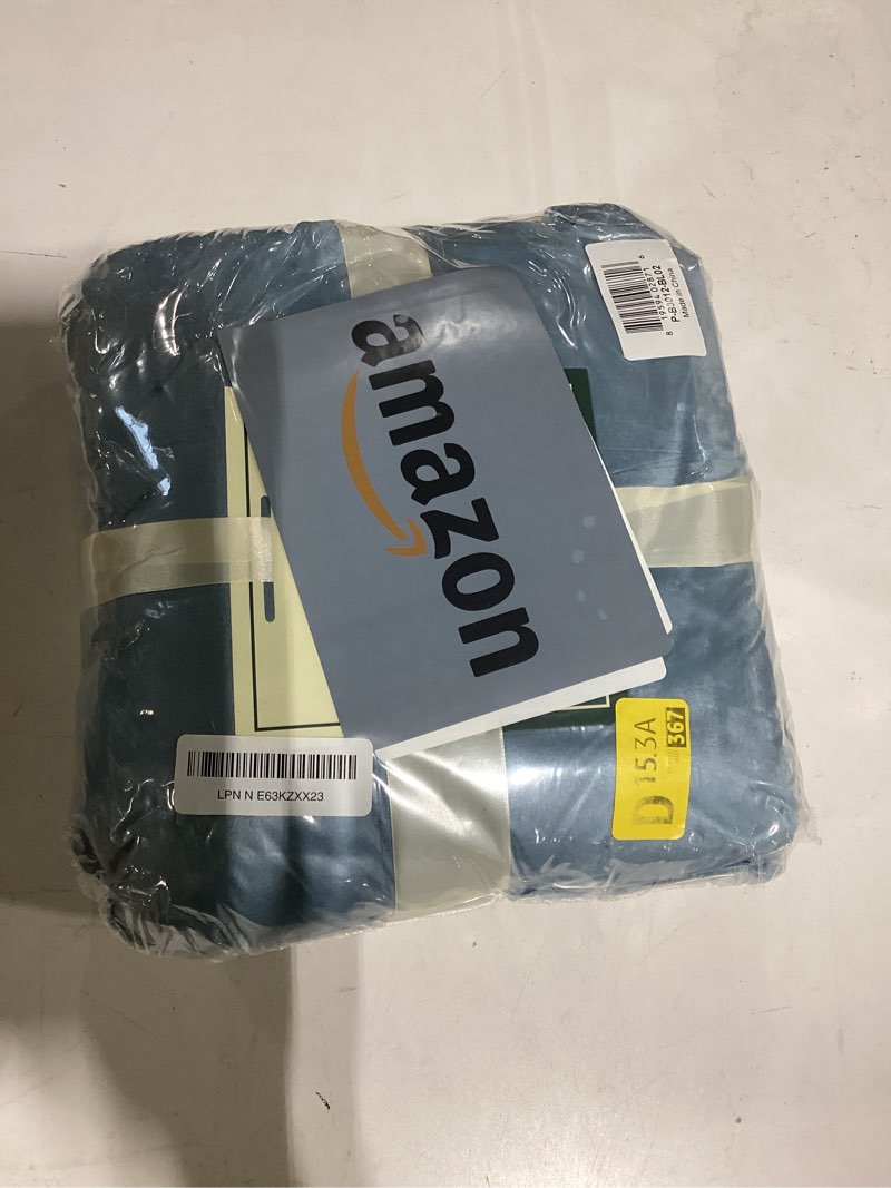 Condition photo showing As Is for pavilia fleece throw blanket for couch with pom pom fringe, light blue dusty, soft cozy fuzzy flannel blanket for sofa bed, lightweight plush all season throw, 50x60 inches dusty blue 50"x60"