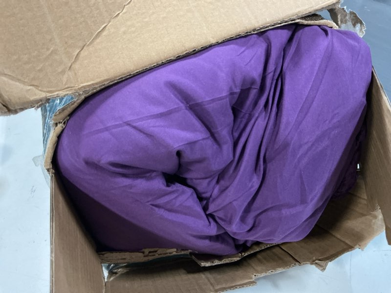 Condition photo showing As Is for Luxury Chenille King Comforter Set, One Comforter with Two Pillow Shams, Chenille Solid Fabric Face and Brushed Solid Microfiber Back, All Season Cozy, Soft, Warm, Middle Weight (Purple, 104x90 Inch) King Purple