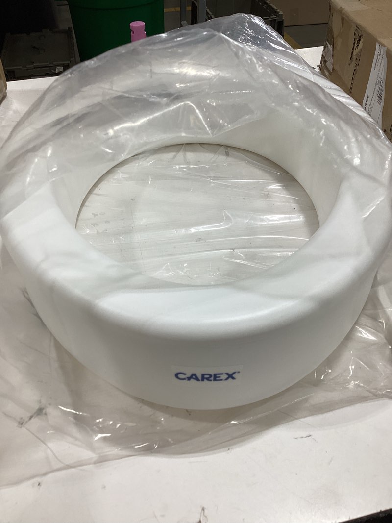 Condition photo showing Good Condition for carex toilet seat riser, adds 5 inches of height, elevated and raised toilet seat with 300 lbs capacity, standard riser for elderly and handicap, universal, slip-resistant, white 5 inch (pack of 1) toilet seat riser