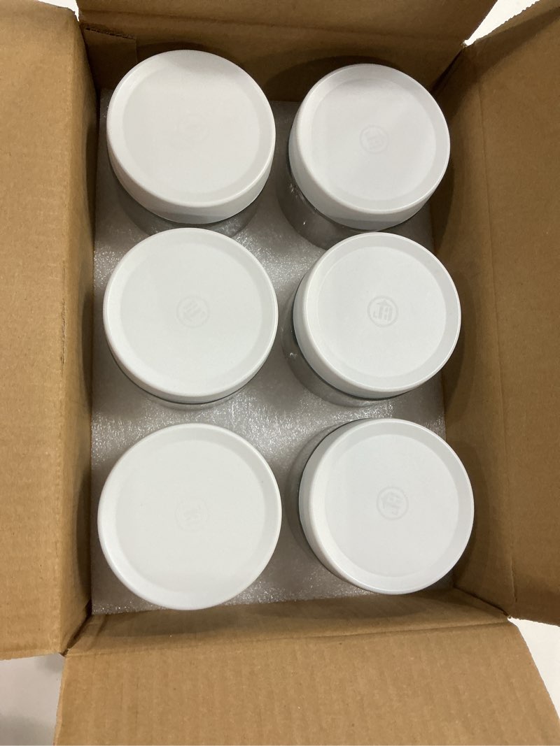 Condition photo showing New/Like New for 6-pack 16oz white glass jar with screw lid for overnight oats condiment salad dressing sauce baby food kids snacks containers candle canning spice wide mouth leak proof storage containers airtight- 16oz-6pack-white