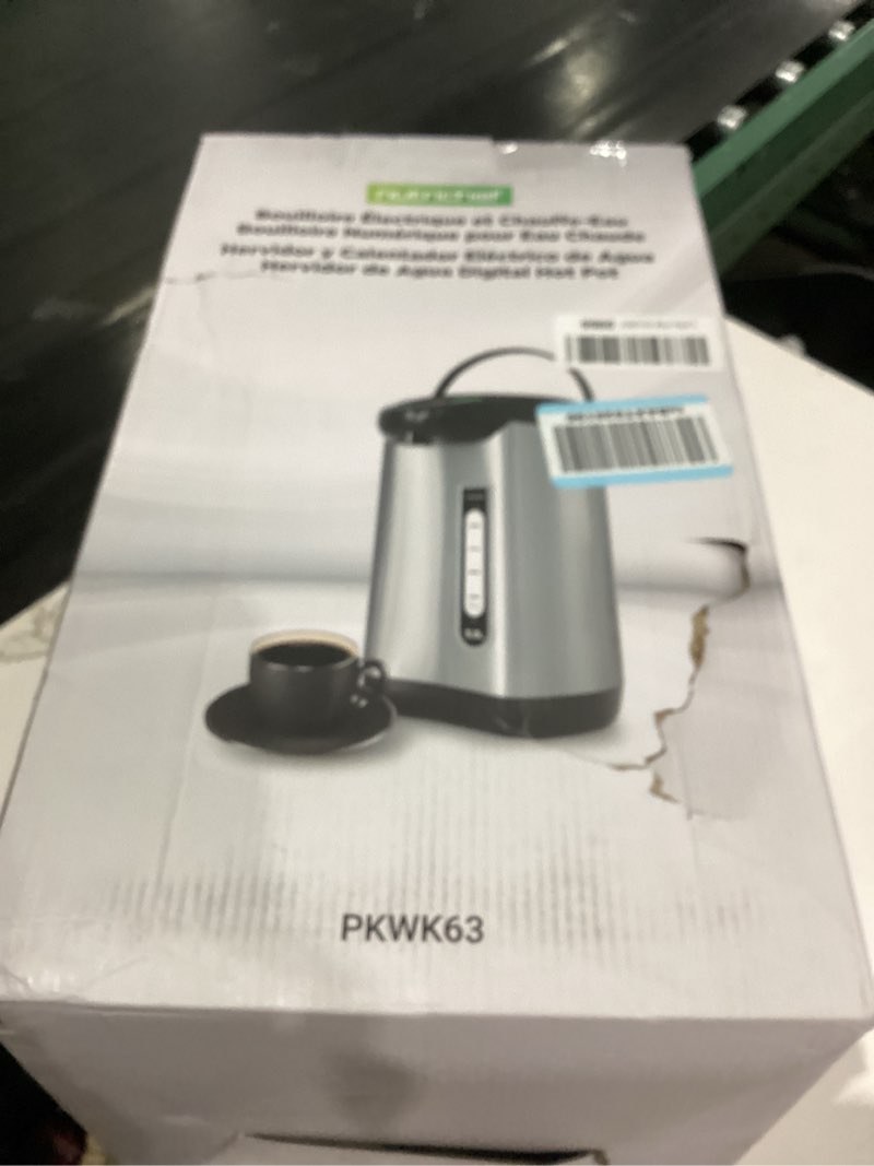 Condition photo showing As Is for NutriChef 5.2 Qt Electric Water Kettle, Portable, Quick Heating, 5 Liter Digital Kettle with 5 Temperature Settings, Safety Lock, Stainless Steel, 3 Dispensing Options, 8.46" x 11.2" x 16.5" 5.3 Quarts
