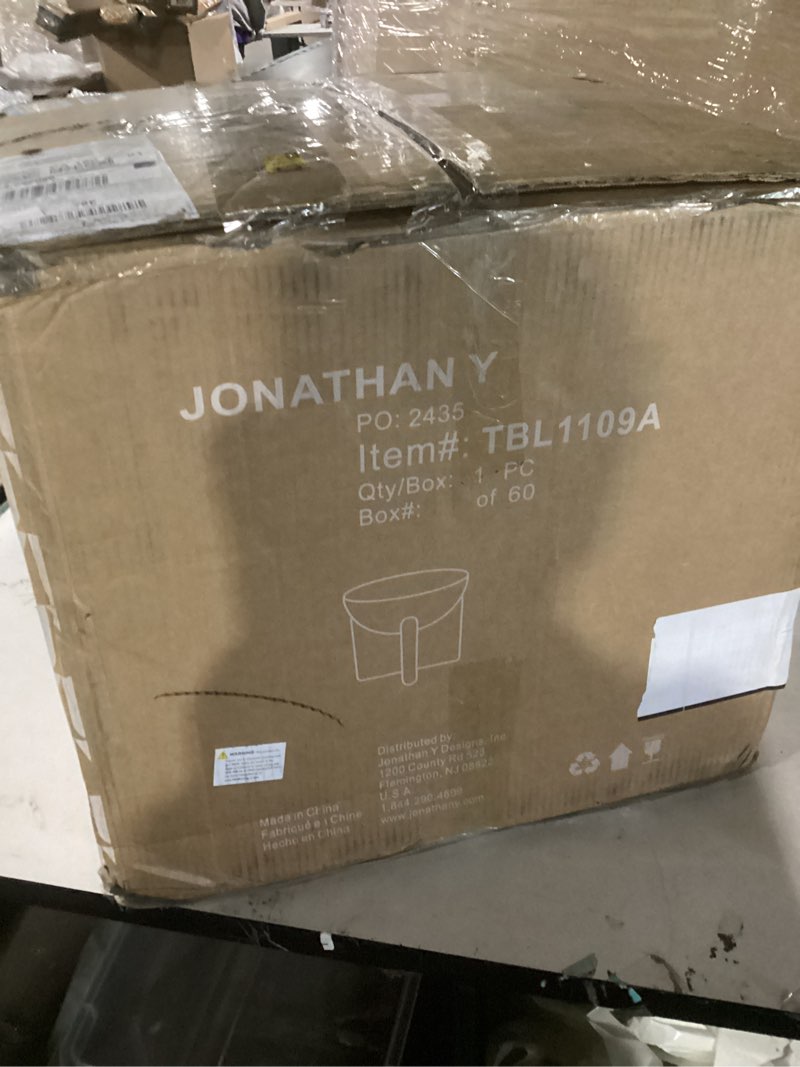 Condition photo showing New/Like New for jonathan y tbl1109a brady 16.25" minimalist modern drum indoor/outdoor accent table contemporary, mid-century, art deco, bohemian, patio, garden, bathroom, living room black frosted