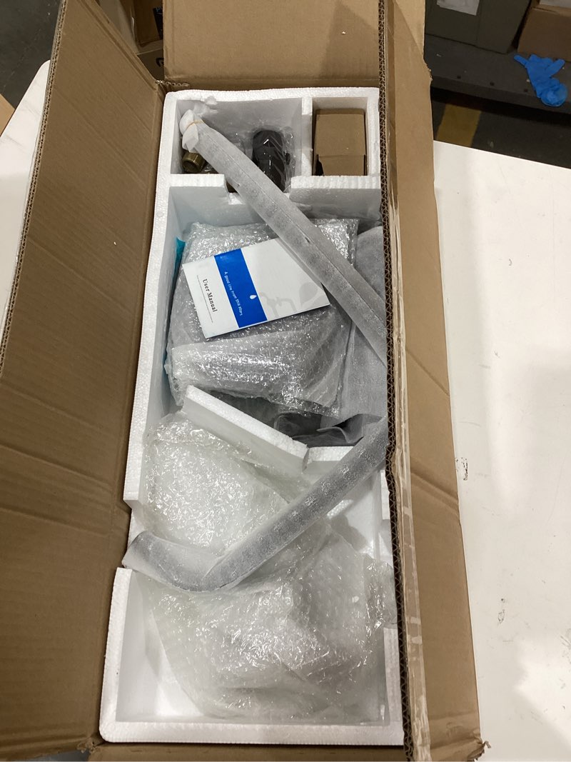 Condition photo showing New/Like New for Matte Black Exposed Shower System 8 Inch Rainfall Shower Head 3 Functions Wall Mounted Outdoor Shower Fixtures Stainless Steel Bathroom Shower Set with Shower Shelf