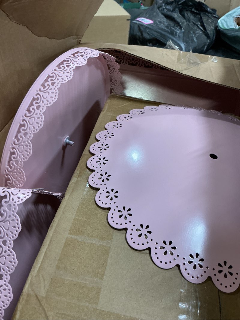 Condition photo showing As Is for Set of 9 Cake Stands Metal Cupcake Stand Set Multiple Styles Candy Fruit Display Tower Dessert Plate Cake Serving Tray for Birthday Party Wedding Anniversary Baby Shower Engagement (Pink)