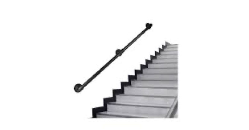 Rectoo Pipe Stair Handrail, 4 Ft Metal Staircase Handrail, Black Galvanized Industrial Iron Hand Rai