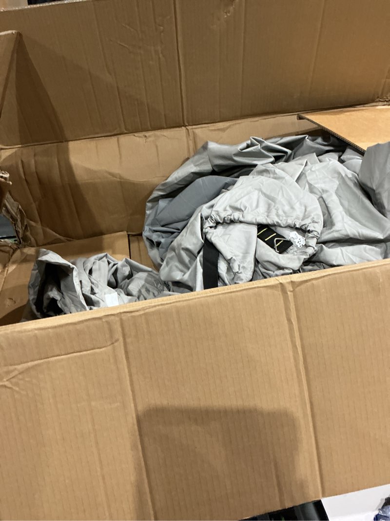 Condition photo showing As Is for 900d marine grade fade and tear resistant trailerable t-top boat cover, heavy-duty waterproof and uv-proof t top boat storage cover with windproof metal buckle straps fit 24ft-26ft long(gray) gray 24'-26' long (beam width up to 112")