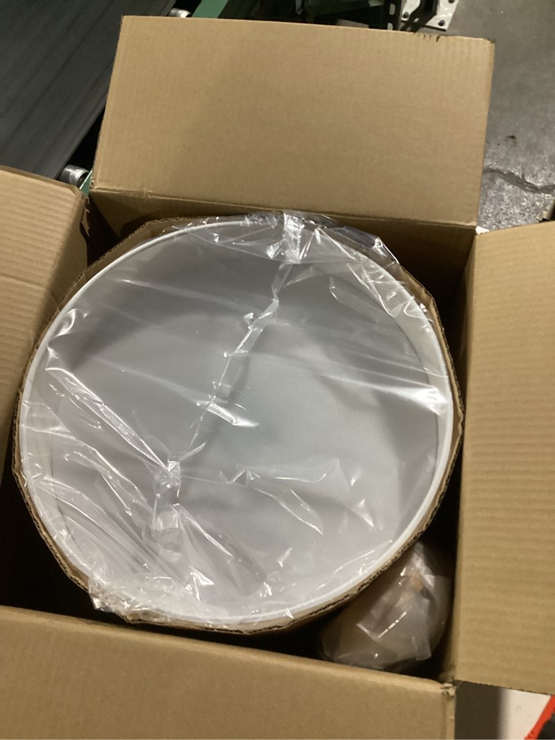 Condition photo showing Good Condition for Bargeni Semi Flush Mount Ceiling Light,13 inch Drum Ceiling Light Fixture,Gold Light Fixtures Ceiling Mount with White Fabric Shade, 3-Light Modern Ceiling Light for Bedroom,Living Room and Kitchen Gold 13 inch