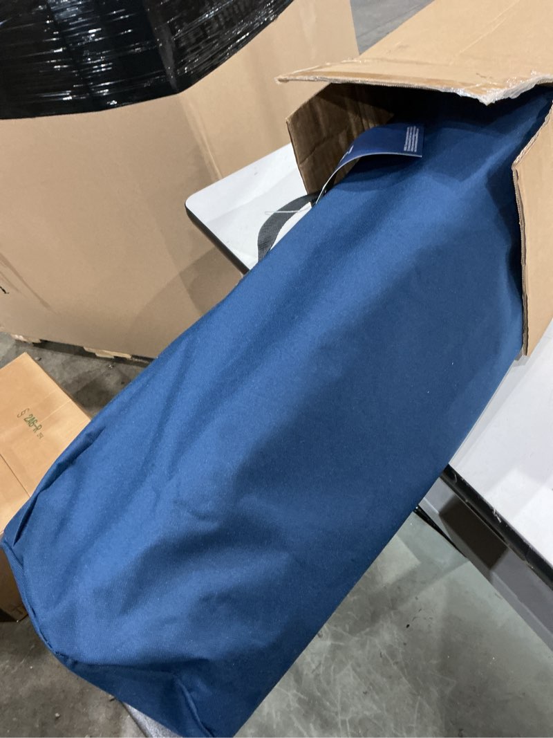 Condition photo showing Good Condition for ever advanced oversized folding camping chair for adults with adjustable lumbar support, heavy duty chair with side pockets, portable collapsible quad chair for outside blue lumbar support back