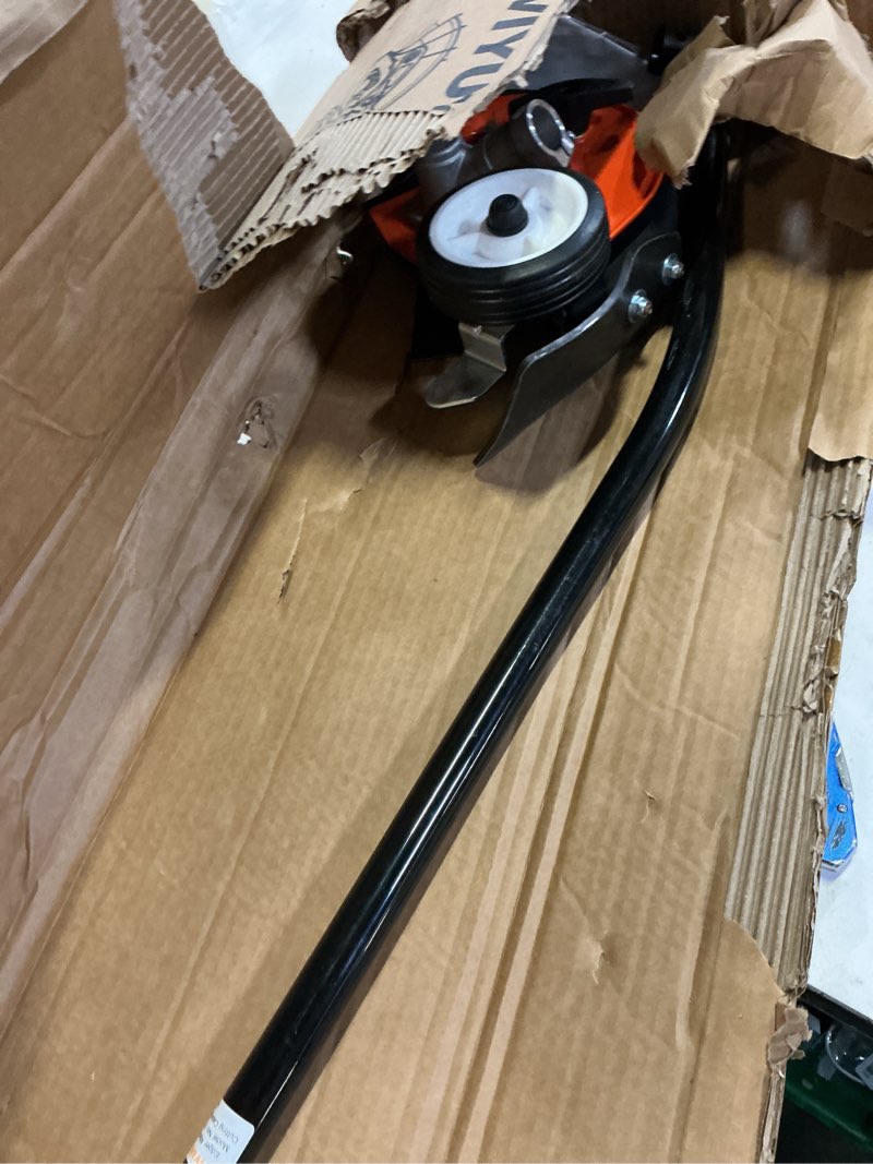 Condition photo showing As Is for 9-inch cutting blade lawn edger universal attachment for more brands of powerheads orange+black