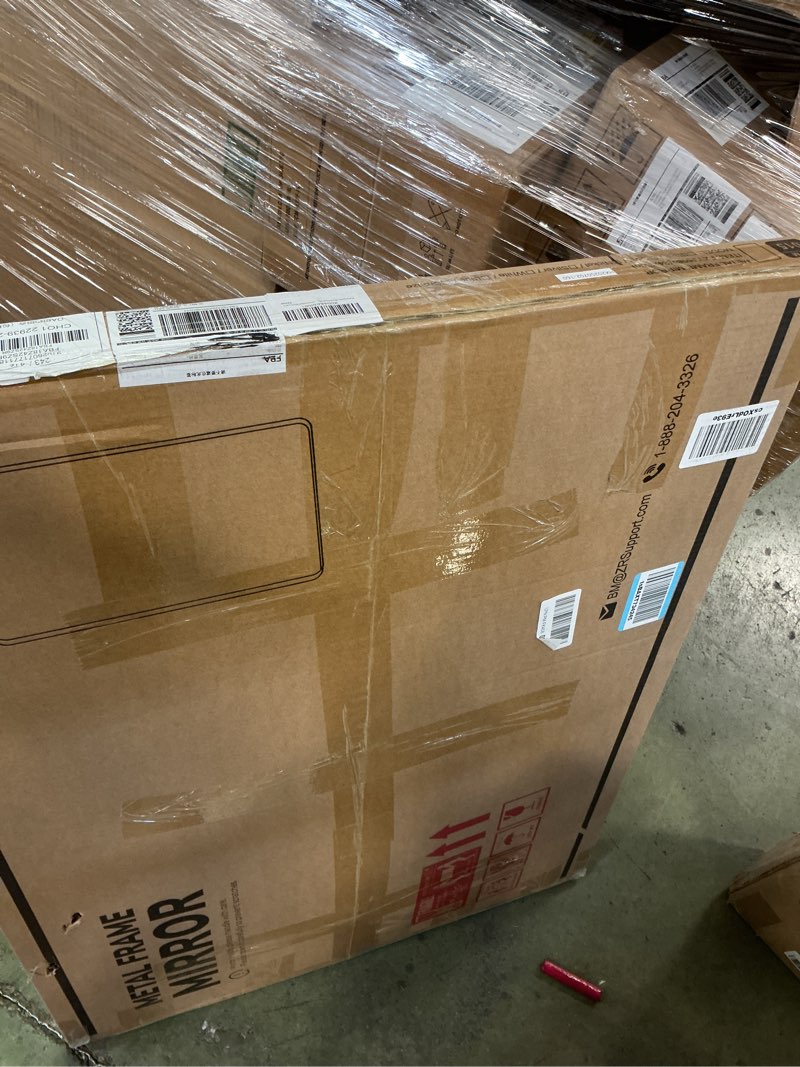 Condition photo showing New/Like New for Keonjinn Brushed Nickel Mirror 24 x 32 Inch Silver Bathroom Mirror for Over Sink, Rounded Rectangle Farmhouse Vanity Mirror, HD Tempered Glass Wall Mirror, Aluminum Alloy Frame (Horizontal/Vertical) Brushed Nickel 32"L x 24"W