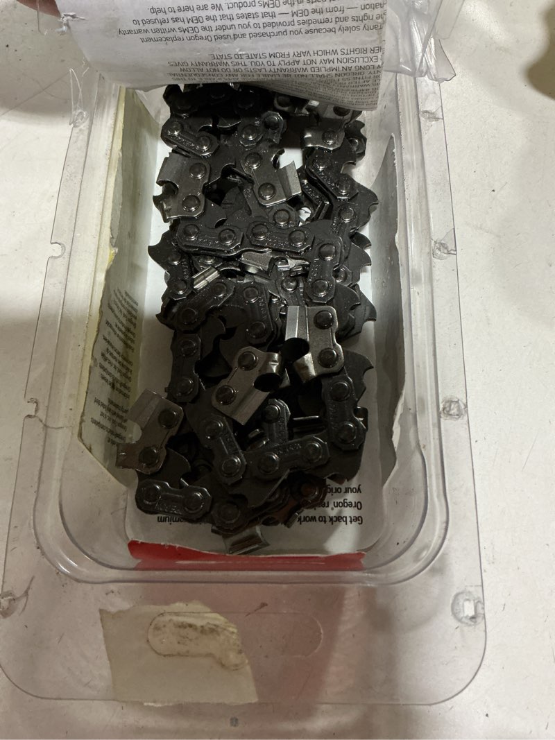 Condition photo showing As Is for oregon e72 72 link replacement chainsaw chain for 20-in , 0.05-in gauge , 3/8-in pitch