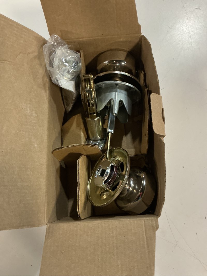 Condition photo showing As Is for schlage f51a bwe 618 bowery knob keyed entry lock, polished nickel