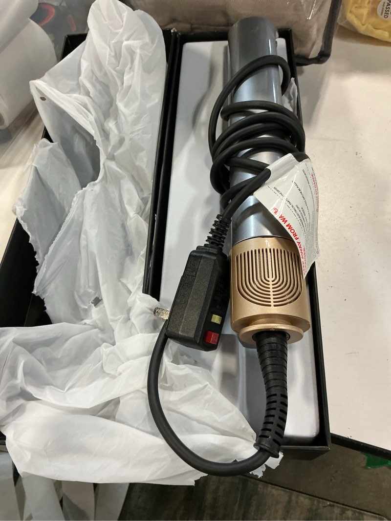 Condition photo showing As Is for hair straightener 3 in 1 wet to dry high-speed airflow, air straightener hair dryer 2 interchangeable tool, no heat damage lcd display auto shut-off for all hair types