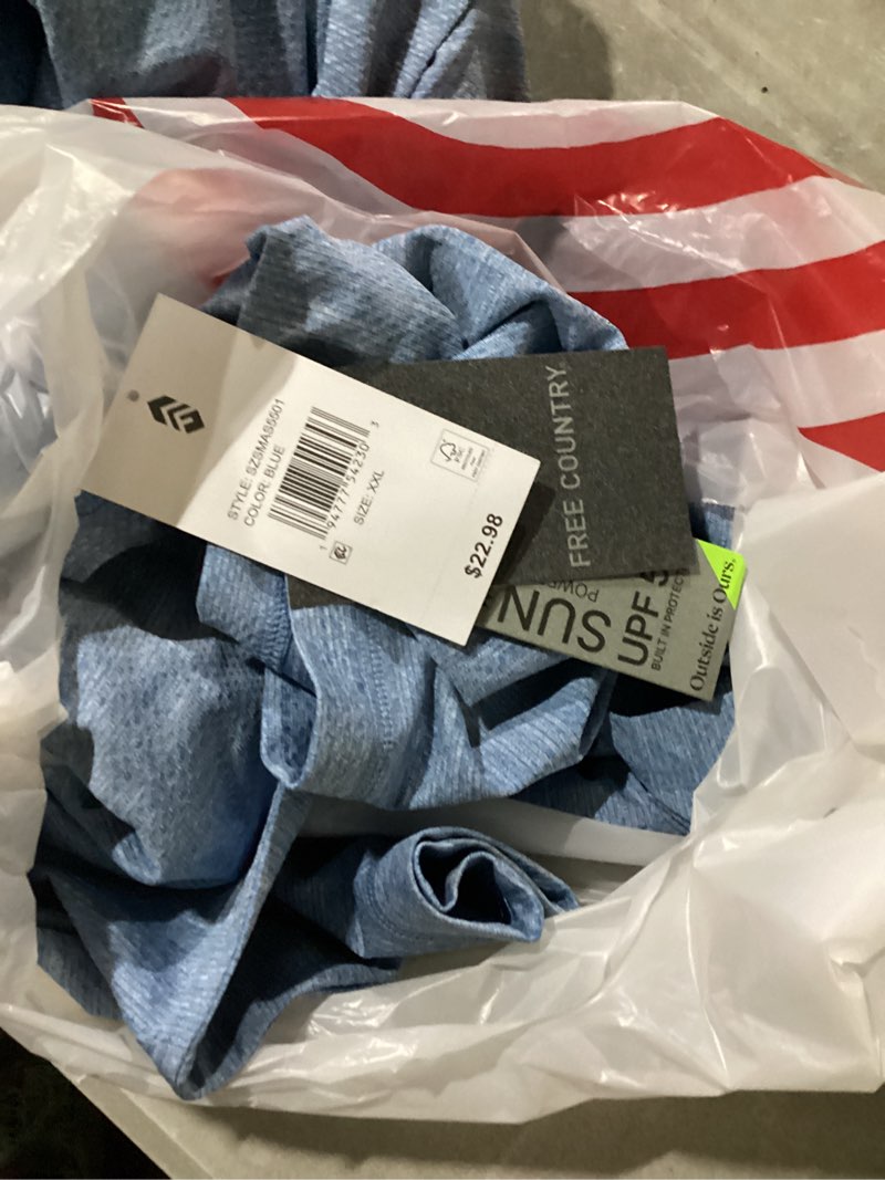 Condition photo showing New/Like New for free country men's blue knit long sleeve solid hoodie ( xxl )