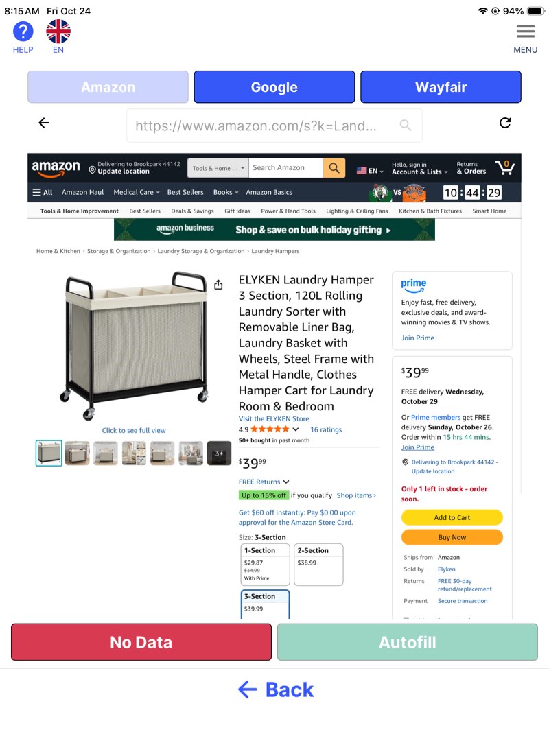 ELYKEN Laundry Basket with Wheels, 80L Rolling Laundry Hamper with Removable Liner Bag, Laundry Sorter with Metal Handle, Clothes Hamper Cart for Laundry Room, Bedroom, Bathroom and Dorm