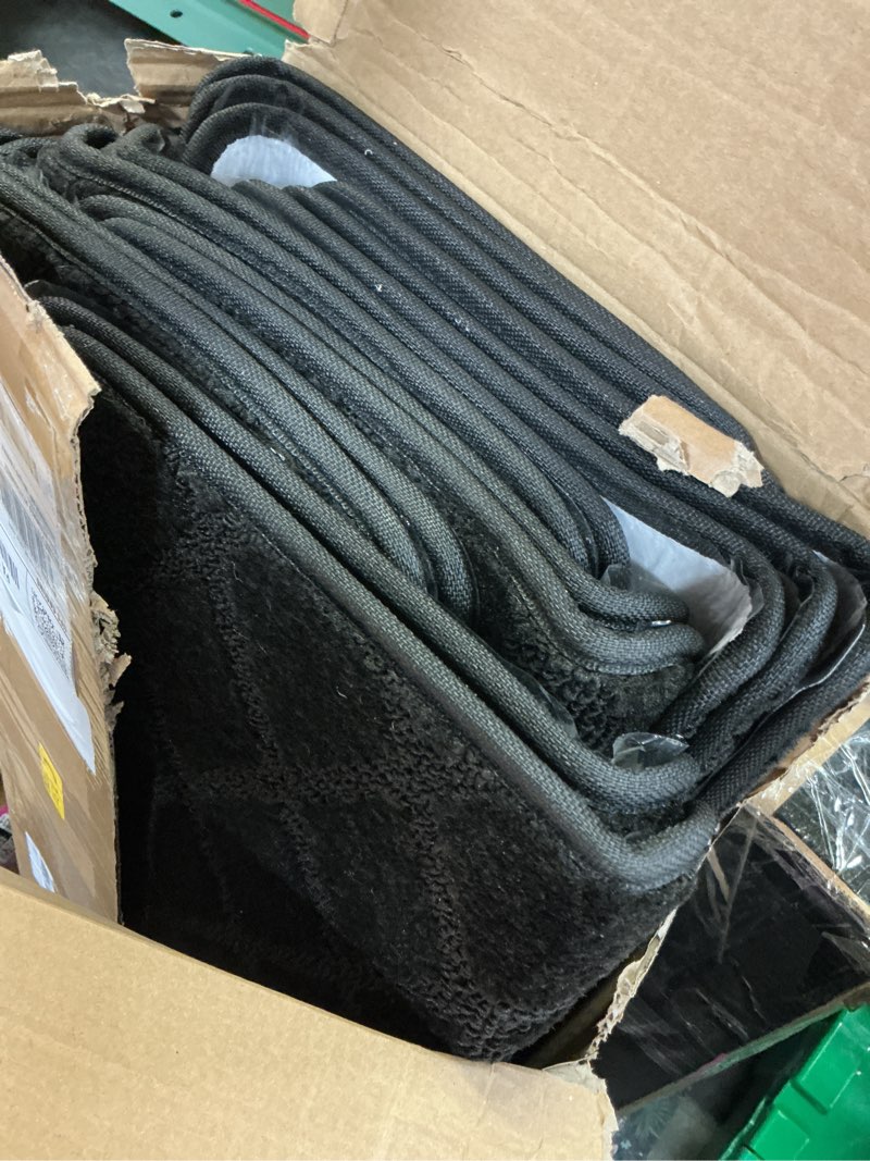 Condition photo showing Good Condition for bullnose stair treads non slip 9.5" x 36", 14 pcs carpet stair treads for wooden steps indoor with edge protection, reusable peel and stick tpu backing stair runner rugs - diamond pattern black black (diamond pattern) 9.5*36 inch 14