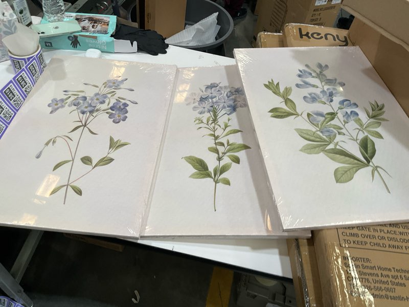 Condition photo showing New/Like New for kvbjzyz vintage blue botanical floral wall art prints set of 3 rustic farmhouse flower canvas wall decor?minimalist botanical floral posters artwork for living room bedroom home and room decoration blue floral poster 24l" x 16w"