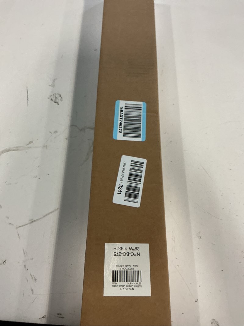Condition photo showing New/Like New for lazblinds cordless cellular shades, no tools no drill blackout honeycomb shades pleated blinds for windows, 29'' w x 48'' h, silver white blackout-silver white 29'' w x 48'' h