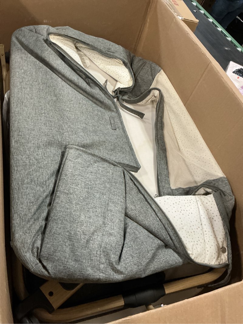 Condition photo showing As Is for jimglo 3 in 1 baby bassinet, bedside bassinet for baby, rocking bassinet with comfy mattress and wheels, 6 height adjustable easy folding portable bedside crib for newborn