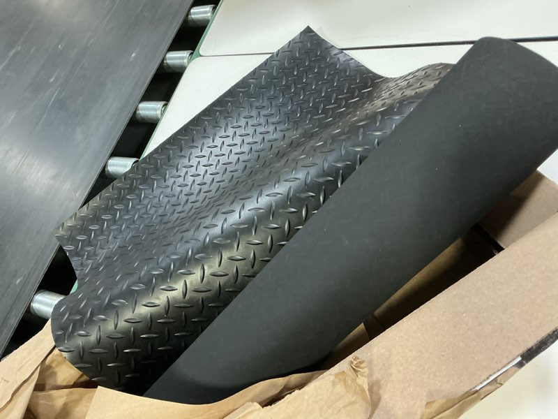 Condition photo showing As Is for (Similar)Rubber-Cal Diamond-Plate Rubber Flooring Rolls - 3 mm x 4 ft x 2 ft Rolls - Black 2 ft x 4 ft x 0.1 in