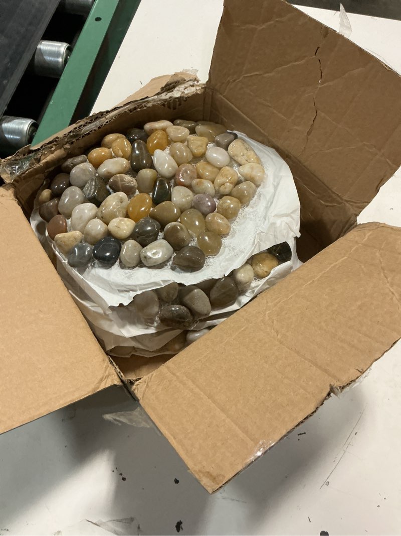 Condition photo showing Good Condition for river rock stepping stones outdoor for garden walkway, 10 inch 5 pcs hexagon shape paver step stones polished pebble river stone mat for yard lawn patio pathway walk way - multi-color hexagon-10"-multi-color 5pcs