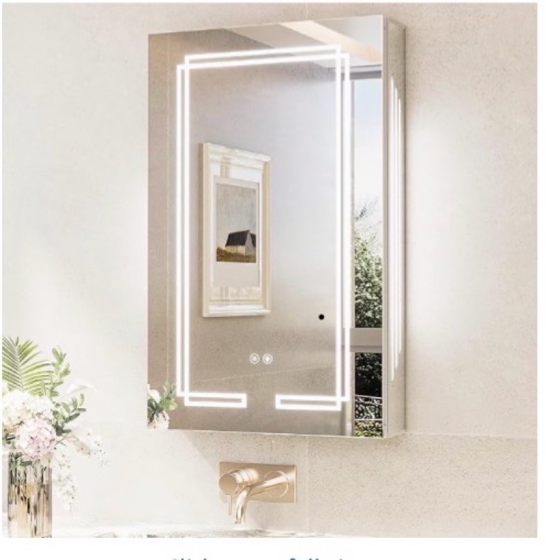 TokeShimi 20x32 Lighted Medicine Cabinet Mirrored, Anti-Fog Tempered Bathroom LED Mirror with Storag