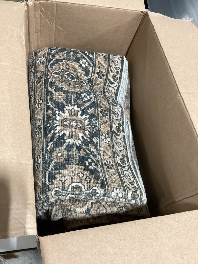 Condition photo showing Good Condition for 6x9 washable area rug black grey vintage non slip soft medium pile rug for living room bedroom dining room office distressed oriental indoor throw carpet for home decor 6' x 9' (rectangular) black/grey