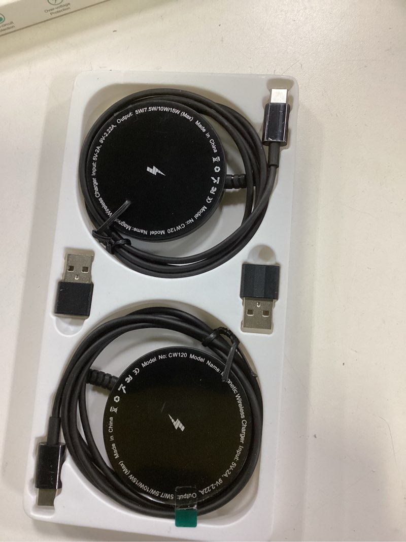 Condition photo showing Good Condition for Magnetic Wireless Charger for iPhone: Compatible with Magsafe Charger iPhone 17 16 15 14 13 12 Series & Airpods 4 3 2 Pro-Fast 15W Max Charging Pad Strong Magnet, Dual USB-C/A Ports-Home Office Travel Black