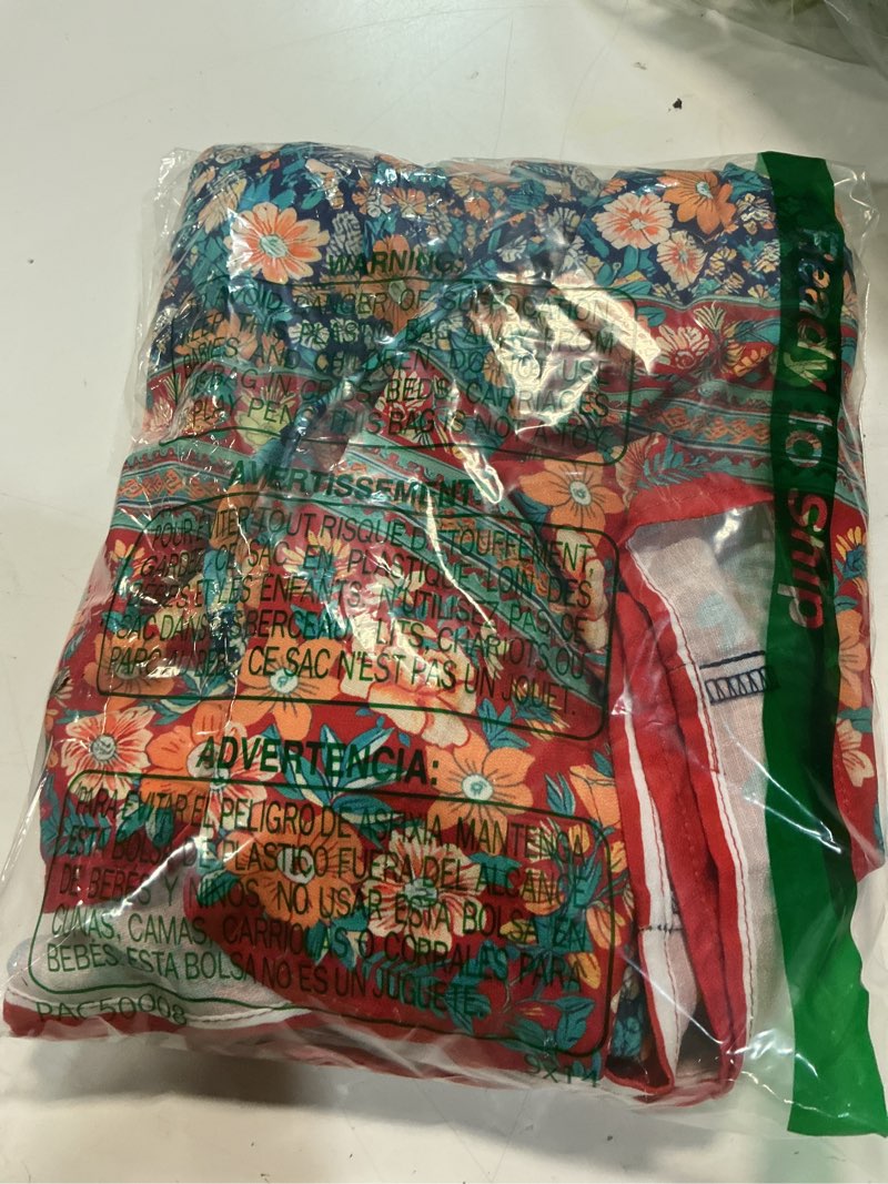Condition photo showing Good Condition for kate kasin women's boho mini skort with pockets, summer floral skirts with shorts, beach vacation concert outfits 2026 trendy vintage blue red floral x-large