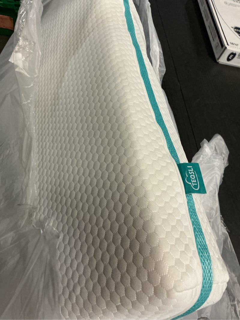 Condition photo showing As Is for teqsli crib mattress, dual-sided memory foam toddler mattress with breathable washable cover, standard size baby mattresses for crib: 52 x 27.6 x 6 inch