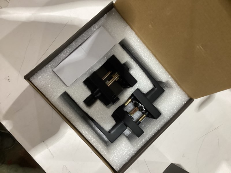 Condition photo showing New/Like New for TICONN Matte Black Door Handle Heavy Duty, Reversible Square Door Lever for Bedroom, Bathroom, Rooms (Deadbolt with Passage Lever - Keyed Alike, 2 Pack) 2 Deadbolt with Passage Lever - Keyed Alike Black
