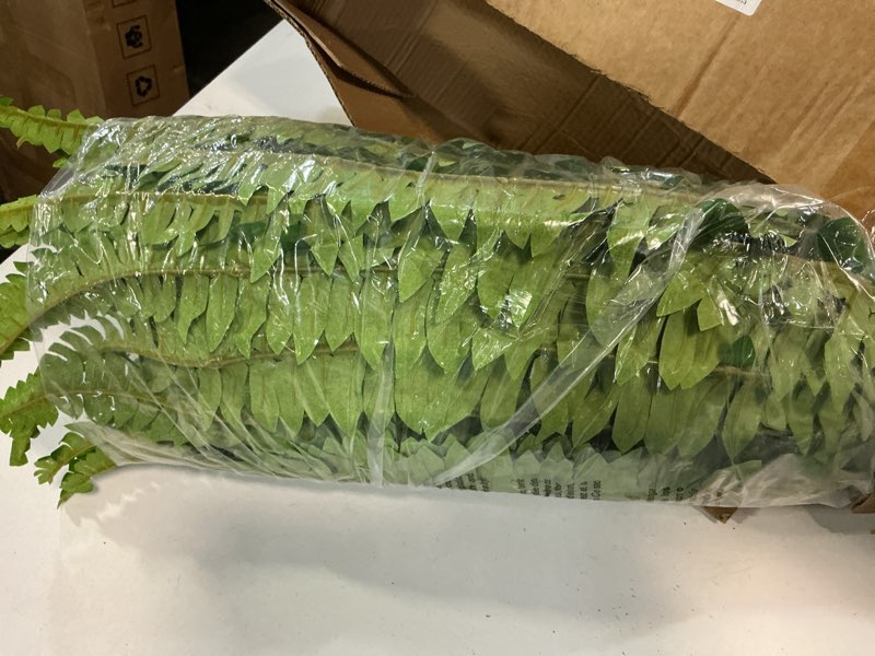 Condition photo showing Good Condition for dkaltm single silky artificial boston fern bush, 49inch large artificial ferns for outdoors, large faux ferns artificial plants,suitable for decorating office, living room faux greenery,95branches