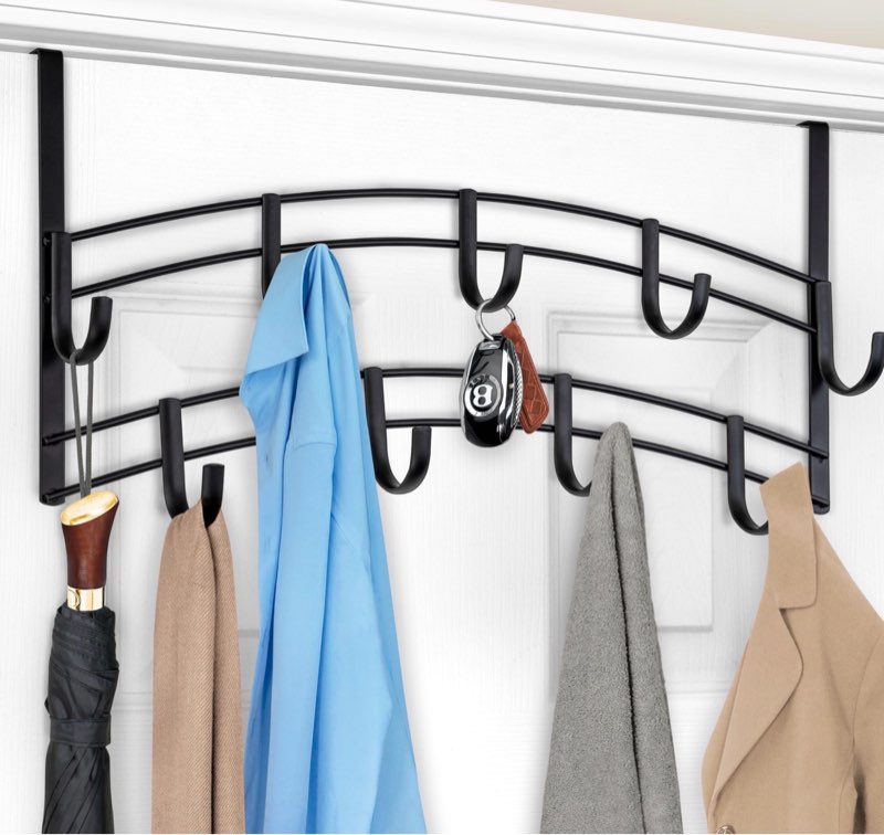 lynk professional® home™ over the door hooks - 9 hook – over the door coat rack - over the door hanger - hanging towels or clothes - bathroom, bedroom, laundry room - lifetime ltd. warranty, black