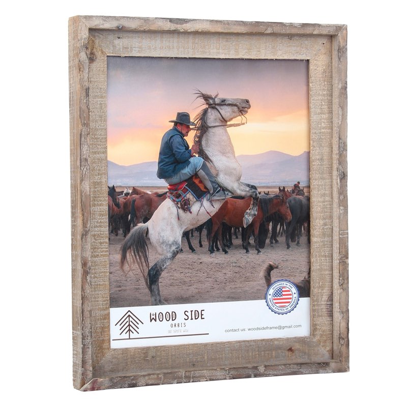 Rustic Barnwood Picture Frames 11x17 - Natural Reclaimed Wood Wall Hanging - Handcrafted Vintage Distressed, 1 3/4" Frame Width