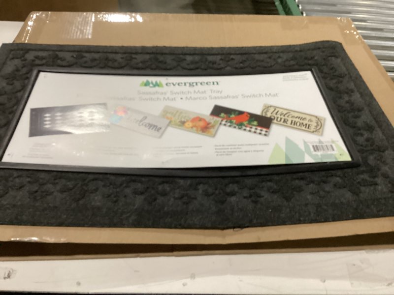 Condition photo showing New/Like New for Evergreen Flag Beautiful Embossed Fleur de Lis Durable Sassafras Welcome Mat Tray - 32 x 20 Inches Fade and Weather Resistant Outdoor Doormat Tray for Homes, Yards and Gardens