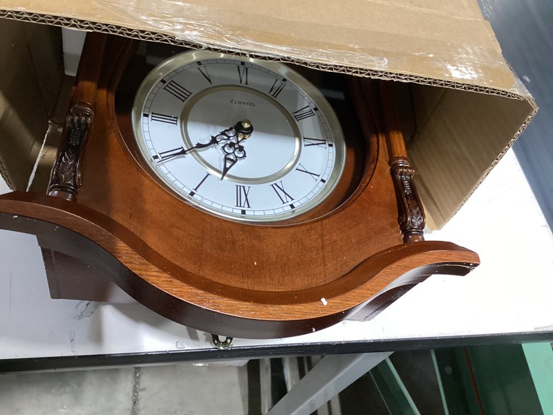 Condition photo showing Good Condition for ayrely® 22in grandfather vintage wall clock with pendulum and chime, hour/quarter-hour chime, mahogany wooden frame, large vintage wall clock for living room,home decor gift