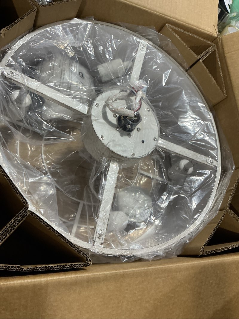 Condition photo showing Good Condition for white fandelier ceiling fan with light, 20" caged white chandelier ceiling fans with lights remote control, fabric mid-century modern with 6 speeds for bedroom, nursery, living room.