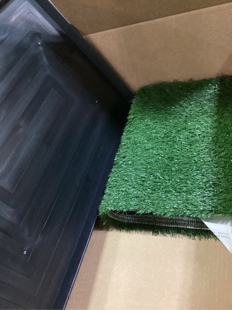 Condition photo showing Good Condition for artificial grass puppy pee pad for dogs and small pets - 20x30 inch, reusable 4-layer turf pads for dogs with tray - indoor and outdoor fake grass potty pet supplies by petmaker large 4-layer system