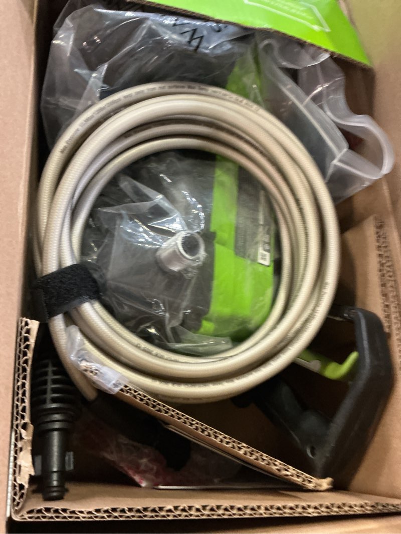 Condition photo showing As Is for greenworks 1800-psi 1.2-gpm cold water electric pressure washer with 2 spray tips