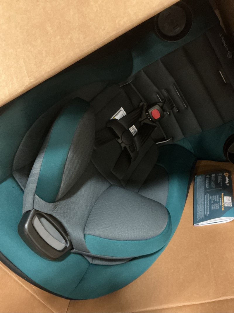 Condition photo showing Good Condition for safety 1st ellaris 3-in-1 convertible car seat, slim fit design, rear & forward-facing, 5-position headrest, 3-across fit, travel-friendly with machine-washable seat pad, peacock blue