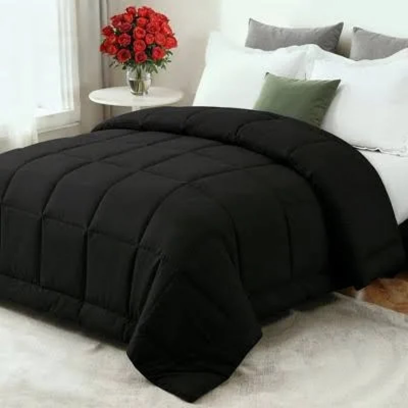 cozylux king size comforter - black comforter king size, box stitched soft lightweight bed set, all season bedding sets with 1 down alternative comforter and  shams black king