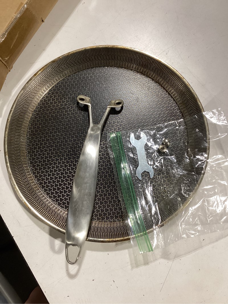 Condition photo showing As Is for dcigna nonstick crepe pan, 11inch stainless steel crepe pan, honeycomb coating flat skillet tawa dosa tortilla omelet griddle pan, pfoa free, induction compatible