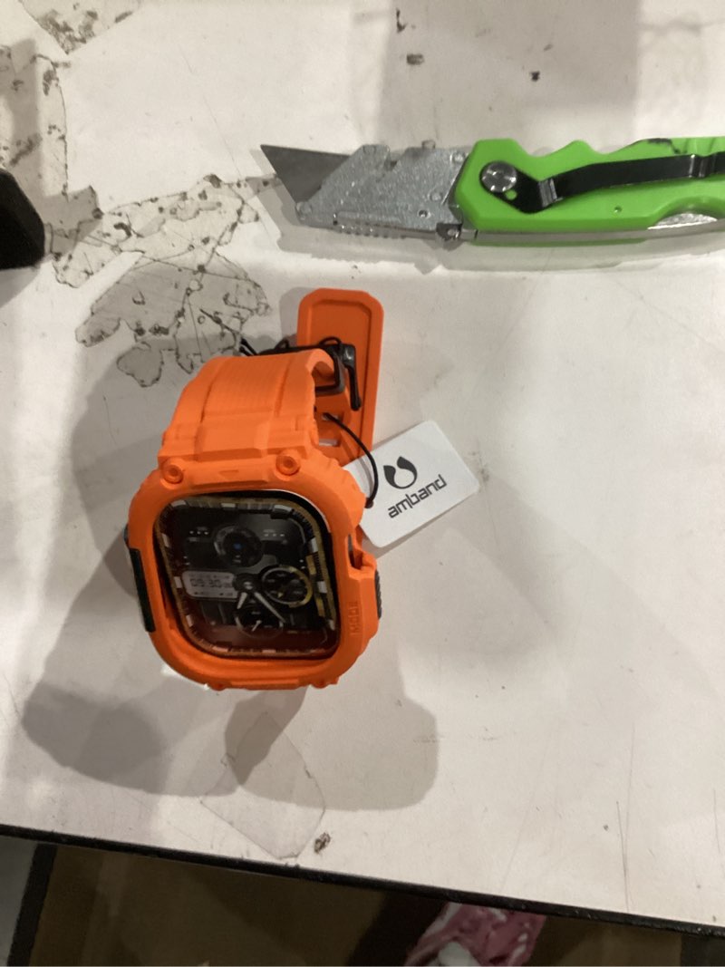 Condition photo showing As Is for amband m1 sport case band for apple watch ultra 3/2/1 & se 3/2/1 & series 11 10 9 8 7 6 5 4 3 49mm 46mm 45mm 44mm 42mm 41mm 40mm 38mm, shockproof & scratch resistant rugged bumper for men orange 49mm