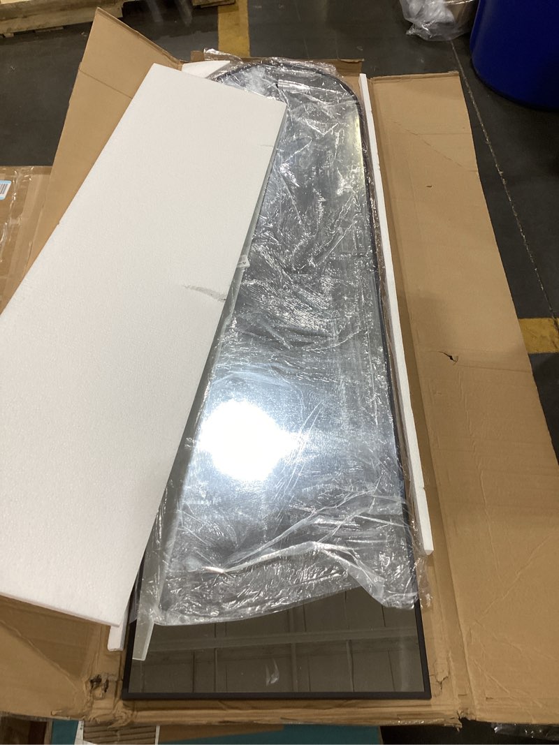 Condition photo showing Good Condition for Delma Arched Mirror Full Length,Standing Mirror Full Body,Large Floor with Stand for Wall Entryway Door Bedroom Bathroom Living Room Black Frame 56"L x 15"W