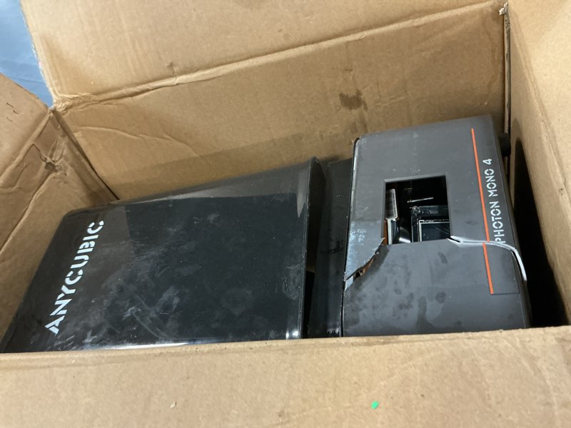 Condition photo showing As Is for anycubic photon mono 4, resin 3d printer with 7'' 10k mono lcd screen, stable lighturbo light source and 70mm/h fast printing, print volume 6.04'' x 3.42'' x 6.49''