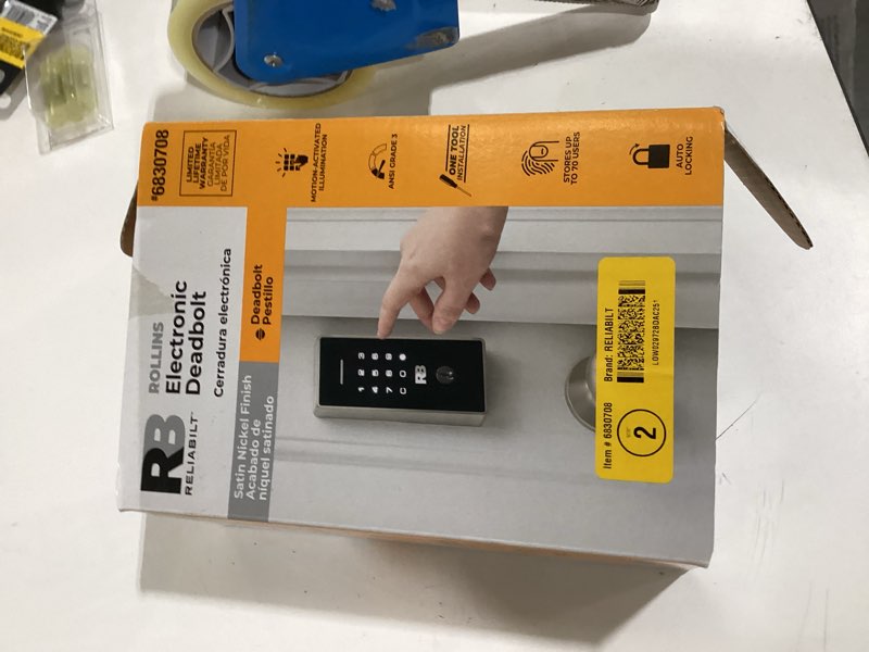 Condition photo showing As Is for reliabilt rollins satin nickel keypad electronic deadbolt lock