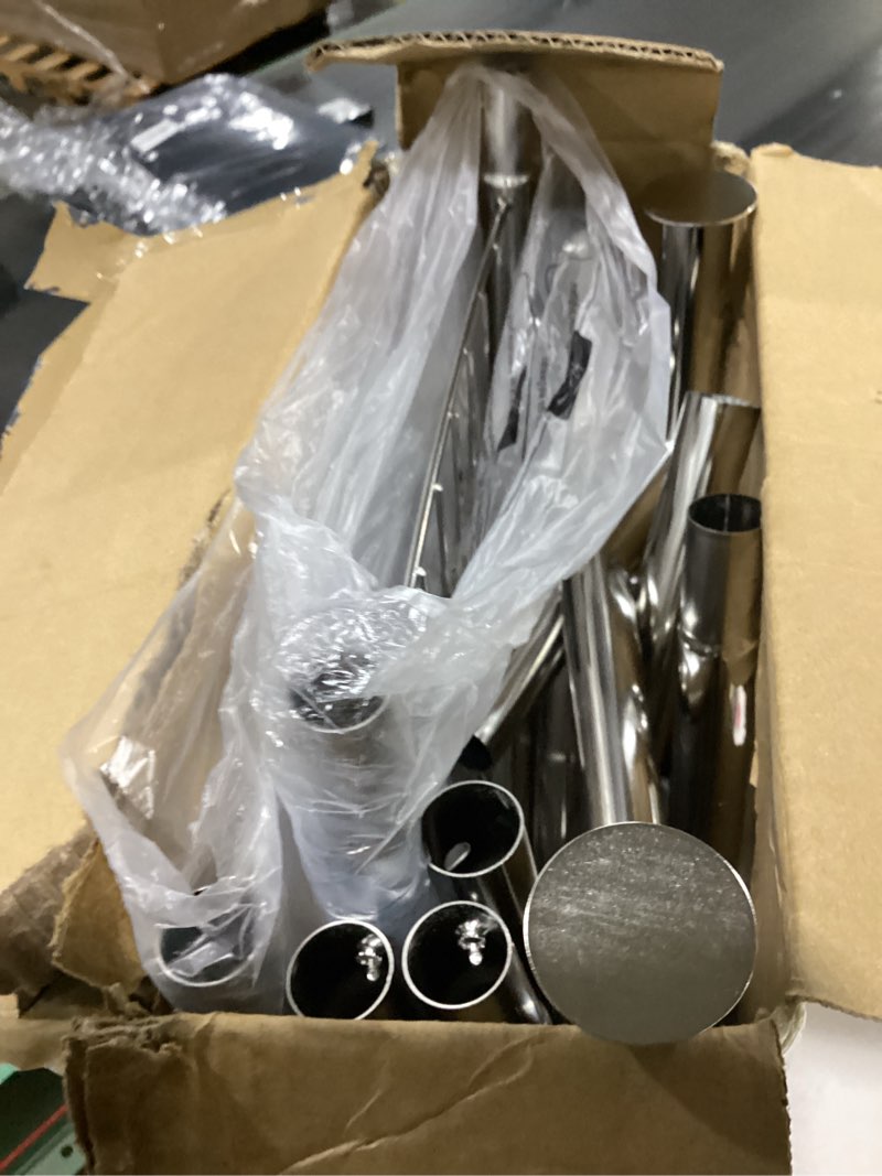 Condition photo showing New/Like New for Stainless Steel Rolling Clothes Rack with Mesh Shelf, Lockable Wheels & Anti-Slip Stoppers, Freestanding Clothing Organizer for Bedroom, Laundry Room, 42.5" x 16.5" x 65.9", Silver Silver 42.5" x 16.5" x 65.9"(1 Rod)