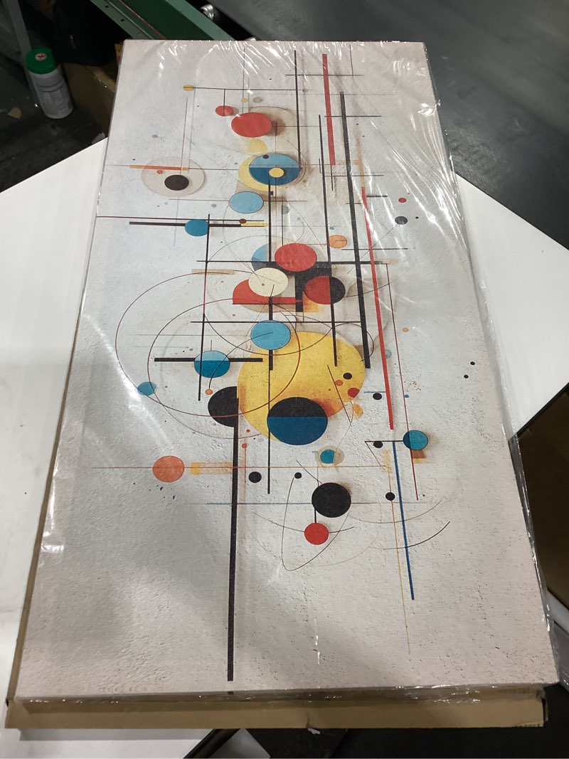 Condition photo showing New/Like New for wapluam large canvas wall art - framed wall decorations for living room, bedroom, office - abstract wall painting prints - ready to hang 40"l x 20"w abstract line color block pictures