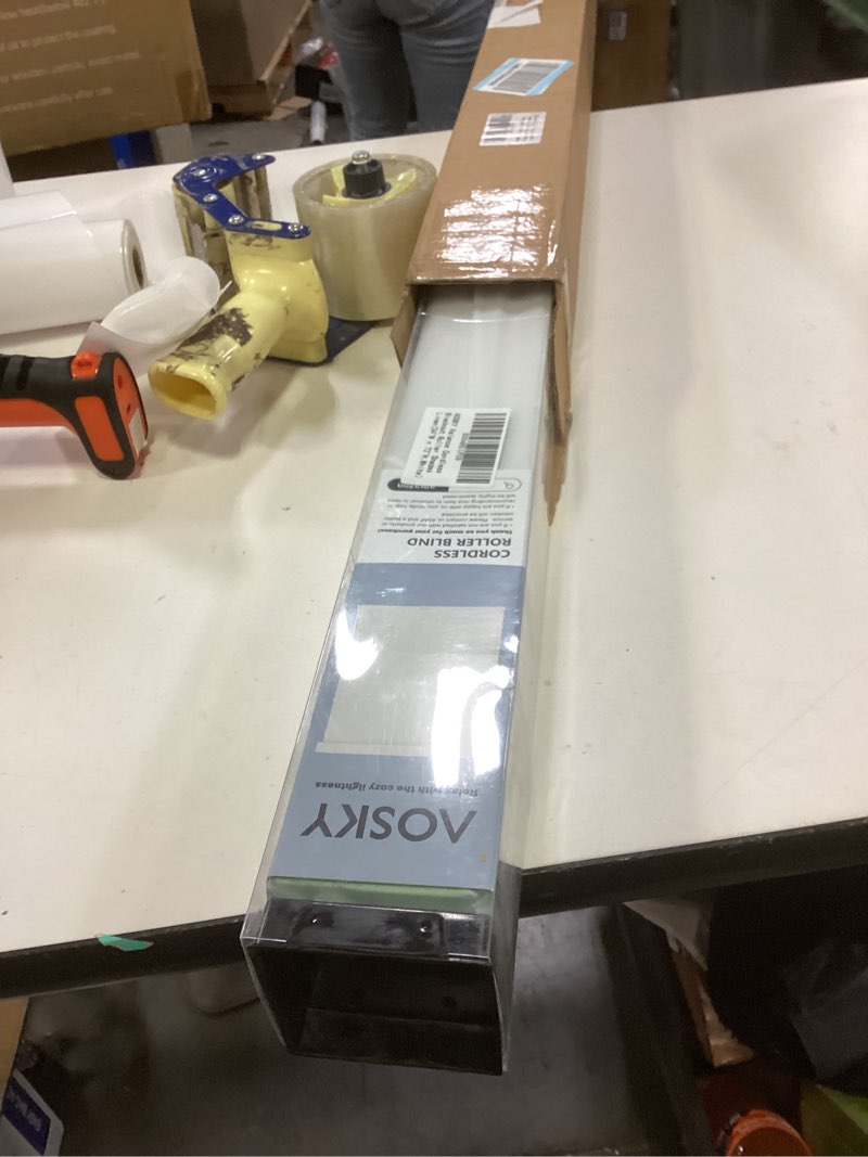 Condition photo showing Good Condition for AOSKY Blackout Roller Shades Cordless Blinds for Windows, Free-Stop Shades with Valance, Thermal Insulated Fabric, UV Protection, Natural Woven Blinds for Home and Office (34" W x 72" H, White) White 34"W x 72"H