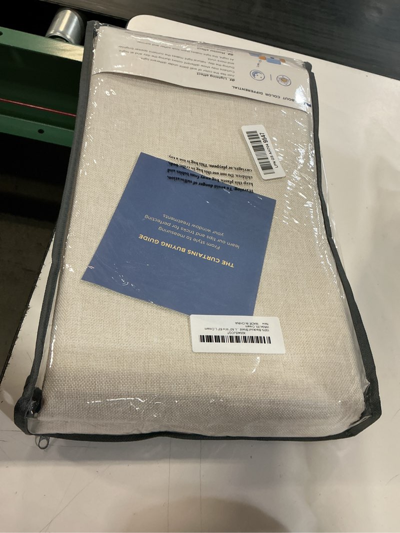 Condition photo showing Good Condition for 100% blackout shield linen blackout curtains for bedroom 63 inches long, back tab/rod pocket living room drapes, thermal insulated blackout curtains 2 panels set, 50" w x 63" l,cream alba | cream 50"w x 63"l (pack of 2)